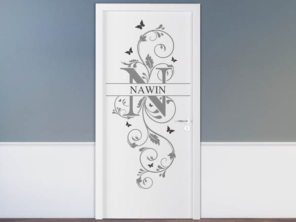 Wandtattoo Namensschild Nawin auf einer Tür