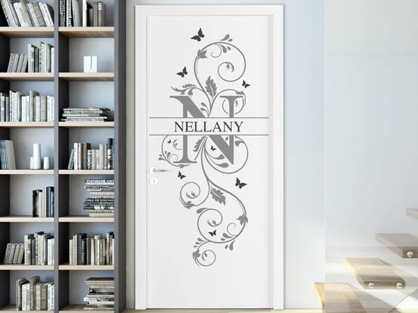 Wandtattoo Namensschild Nellany auf einer Tür