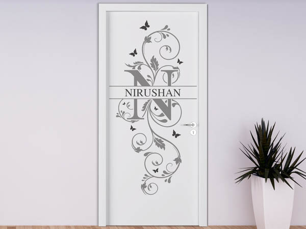 Wandtattoo Namensschild Nirushan auf einer Tür