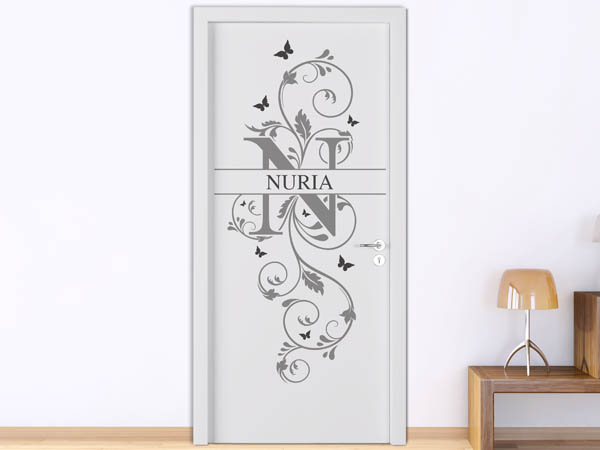 Wandtattoo Namensschild Nuria auf einer Tür