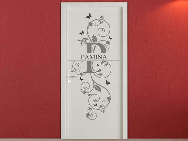 Wandtattoo Namensschild Pamina auf einer Tür