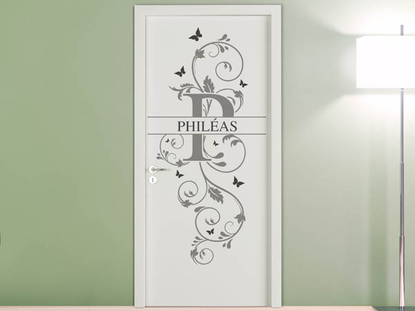Wandtattoo Namensschild Philéas auf einer Tür