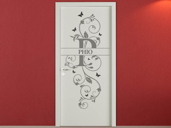 Wandtattoo Namensschild Phio auf einer Tür