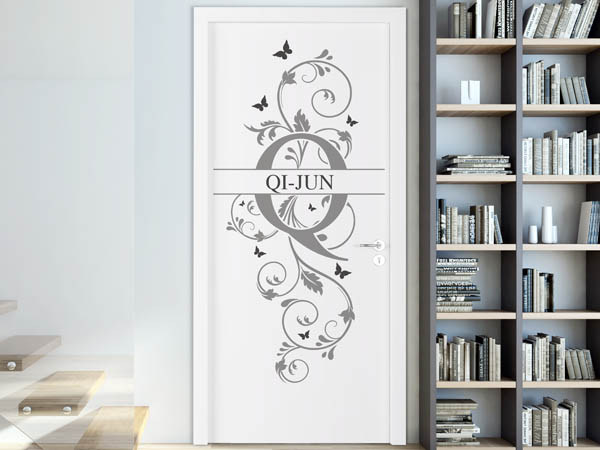 Wandtattoo Namensschild Qi-Jun auf einer Tür