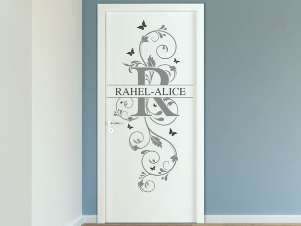 Wandtattoo Namensschild Rahel-Alice auf einer Tür