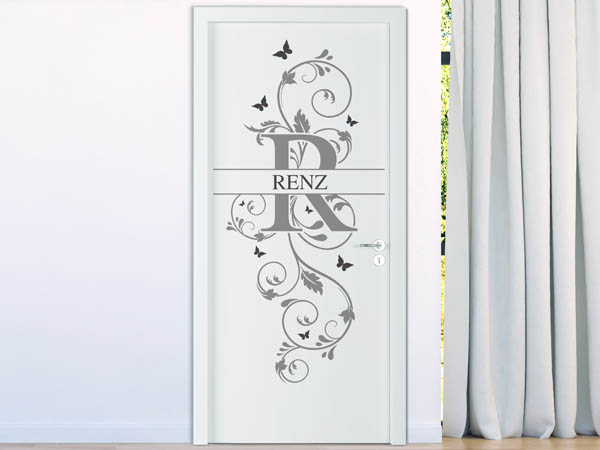 Wandtattoo Namensschild Renz auf einer Tür