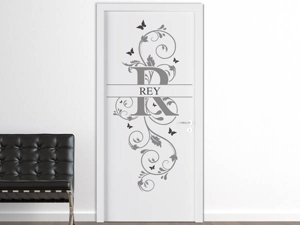 Wandtattoo Namensschild Rey auf einer Tür