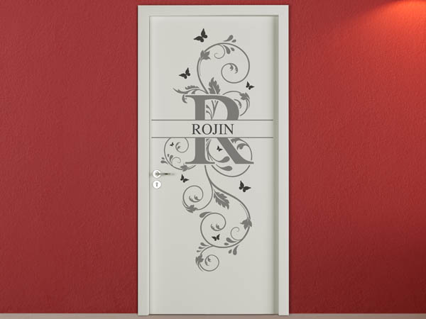 Wandtattoo Namensschild Rojin auf einer Tür
