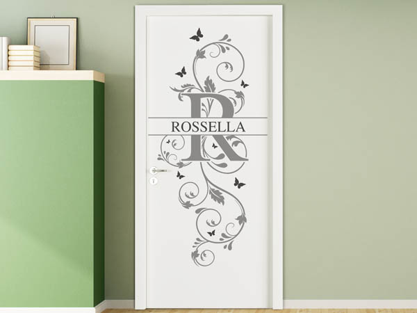 Wandtattoo Namensschild Rossella auf einer Tür