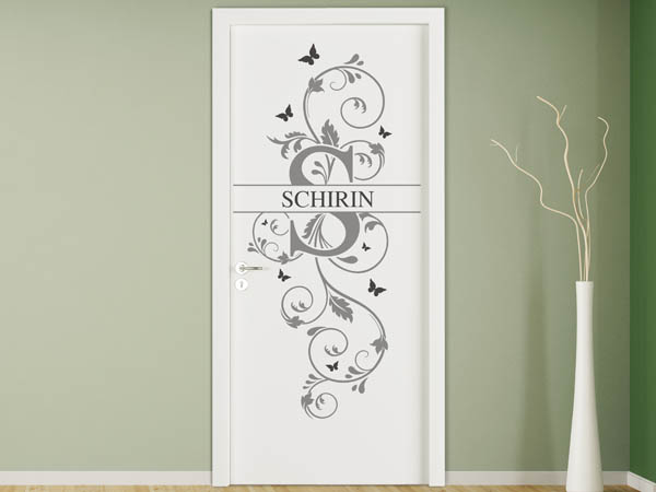 Wandtattoo Namensschild Schirin auf einer Tür