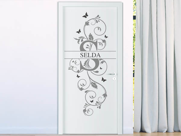 Wandtattoo Namensschild Selda auf einer Tür