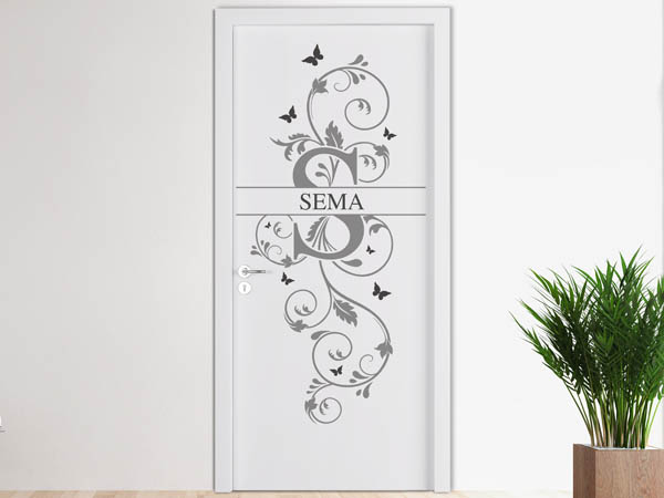Wandtattoo Namensschild Sema auf einer Tür