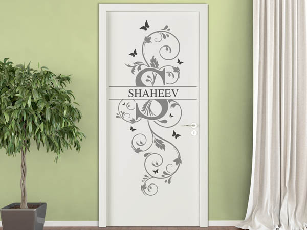 Wandtattoo Namensschild Shaheev auf einer Tür