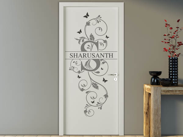 Wandtattoo Namensschild Sharusanth auf einer Tür