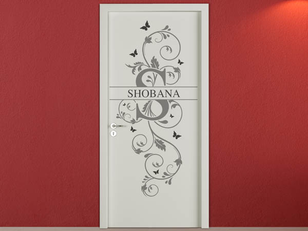 Wandtattoo Namensschild Shobana auf einer Tür