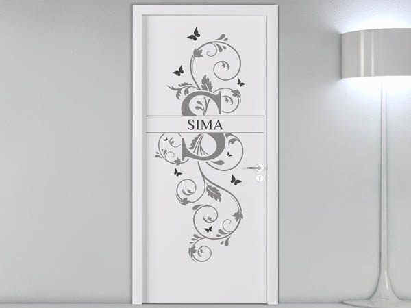 Wandtattoo Namensschild Sima auf einer Tür