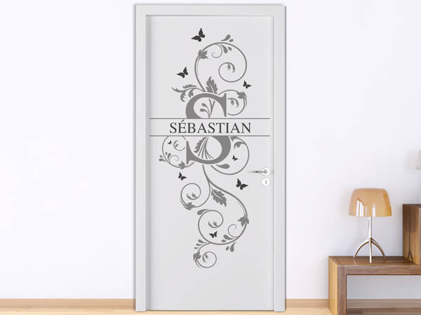 Wandtattoo Namensschild Sébastian auf einer Tür