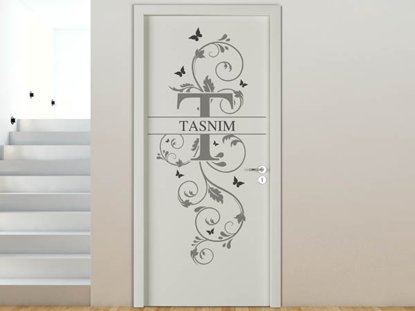Wandtattoo Namensschild Tasnim auf einer Tür