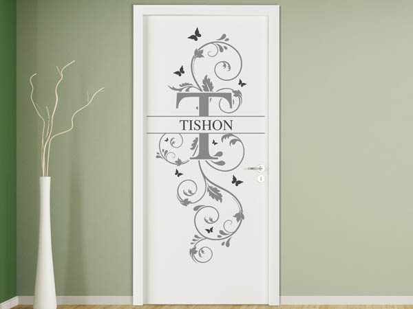 Wandtattoo Namensschild Tishon auf einer Tür