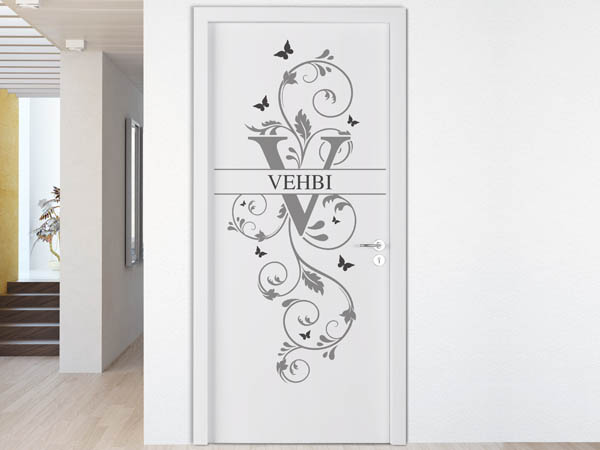 Wandtattoo Namensschild Vehbi auf einer Tür