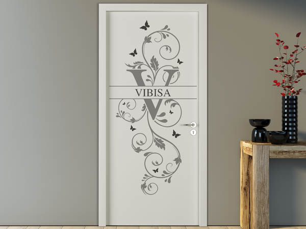 Wandtattoo Namensschild Vibisa auf einer Tür