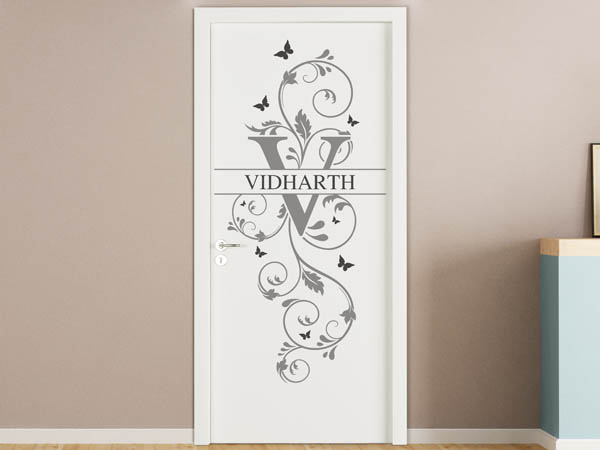 Wandtattoo Namensschild Vidharth auf einer Tür