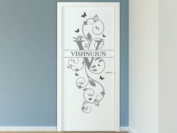 Wandtattoo Namensschild Vishnujun auf einer Tür