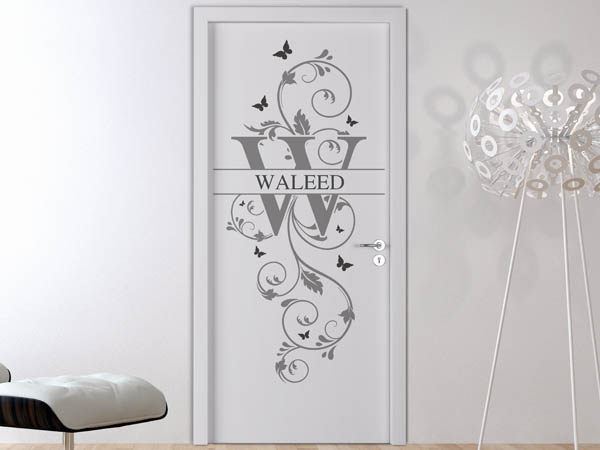 Wandtattoo Namensschild Waleed auf einer Tür