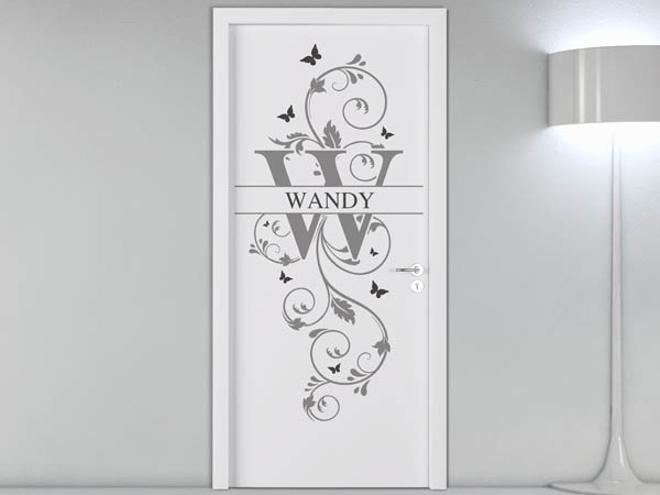 Wandtattoo Namensschild Wandy auf einer Tür