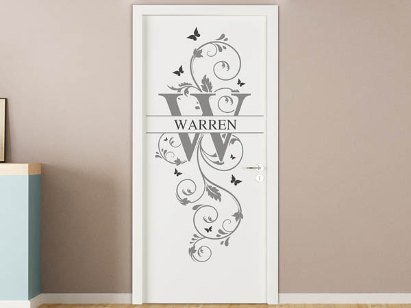 Wandtattoo Namensschild Warren auf einer Tür