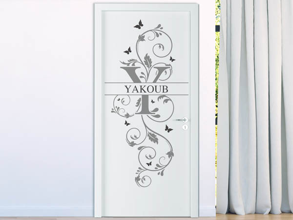 Wandtattoo Namensschild Yakoub auf einer Tür