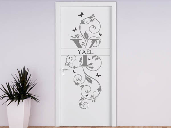 Wandtattoo Namensschild Yaël auf einer Tür