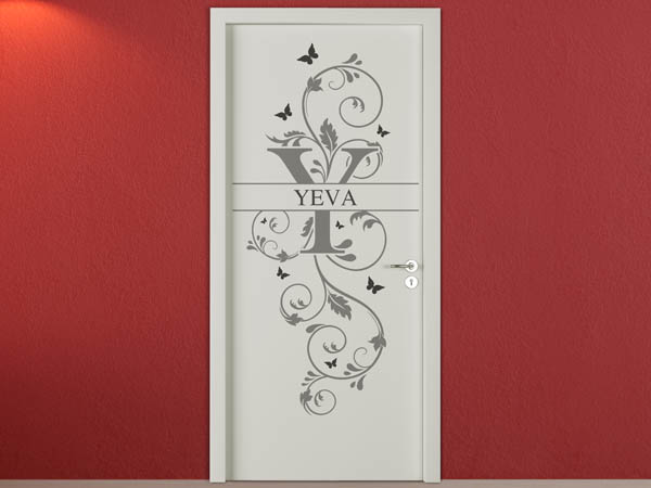 Wandtattoo Namensschild Yeva auf einer Tür
