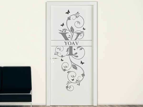 Wandtattoo Namensschild Yoav auf einer Tür