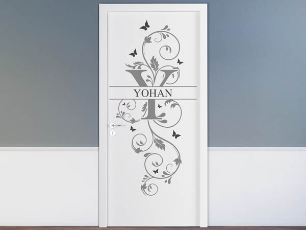 Wandtattoo Namensschild Yohan auf einer Tür