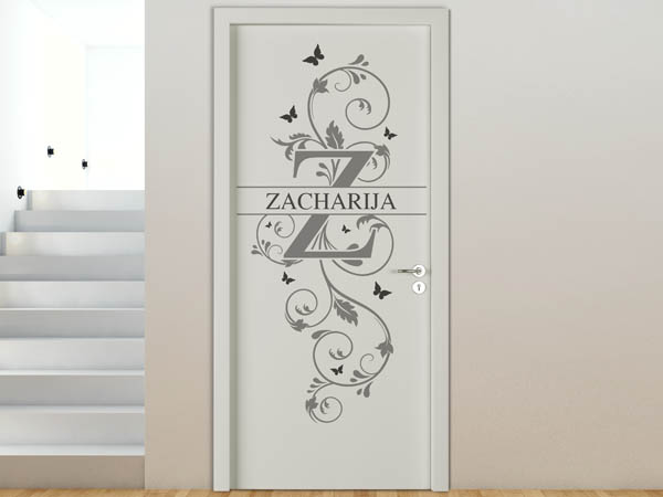 Wandtattoo Namensschild Zacharija auf einer Tür