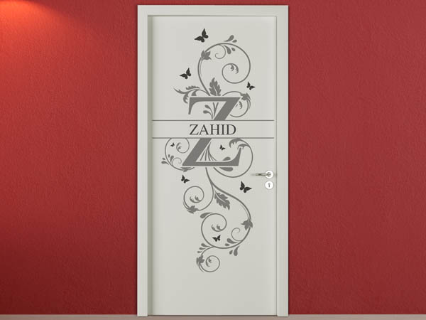 Wandtattoo Namensschild Zahid auf einer Tür