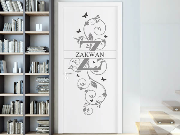 Wandtattoo Namensschild Zakwan auf einer Tür