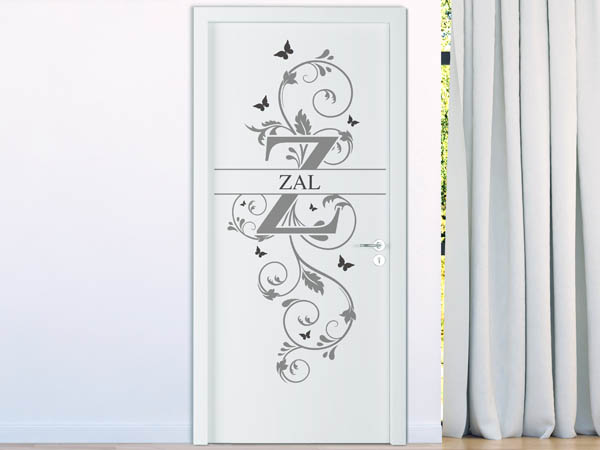 Wandtattoo Namensschild Zal auf einer Tür