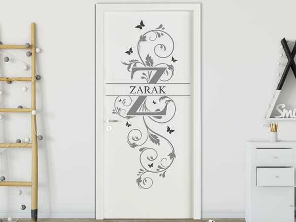Wandtattoo Namensschild Zarak auf einer Tür