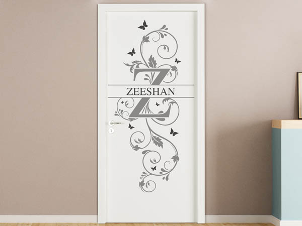 Wandtattoo Namensschild Zeeshan auf einer Tür