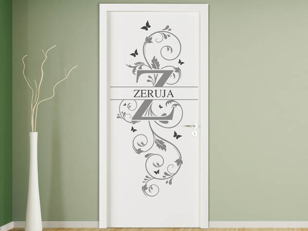 Wandtattoo Namensschild Zeruja auf einer Tür