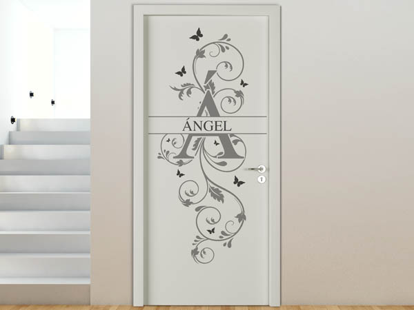 Wandtattoo Namensschild Ángel auf einer Tür
