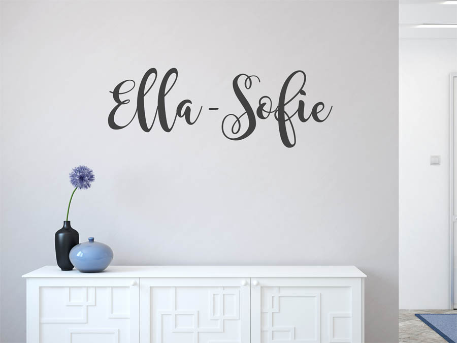 als Ella-Sofie Wandtattoo oder Namensschild, Schrift verschnörkelte Monogramm