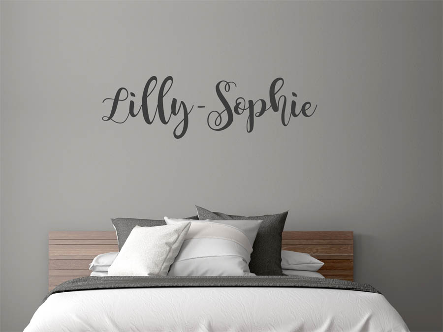 Wandtattoo Lilly-Sophie als Namensschild, Schrift Monogramm oder verschnörkelte