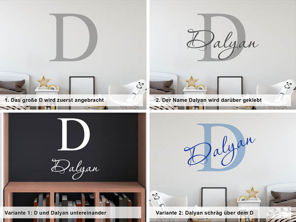 Verschiedene Anordnungen des Wandtattoos Dalyan