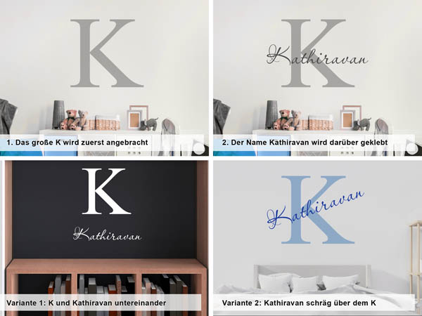 Verschiedene Anordnungen des Wandtattoos Kathiravan