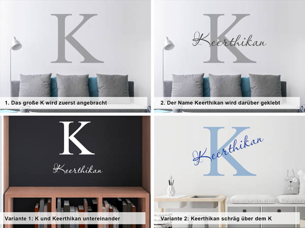 Verschiedene Anordnungen des Wandtattoos Keerthikan