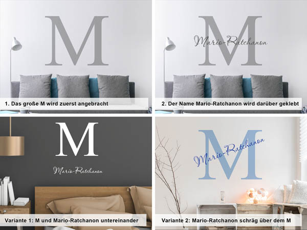 Verschiedene Anordnungen des Wandtattoos Mario-Ratchanon