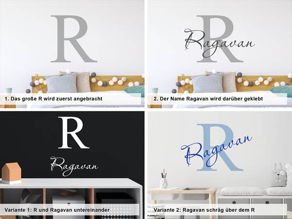 Verschiedene Anordnungen des Wandtattoos Ragavan